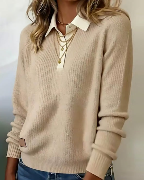 Sweater Med Revers I Patchwork