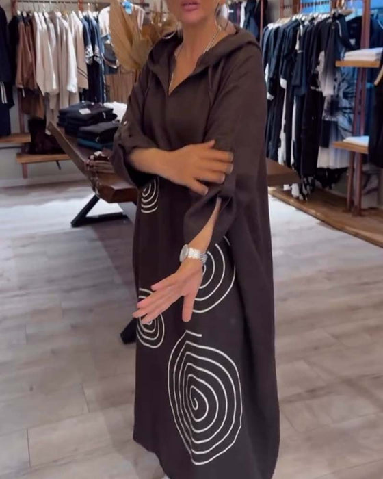 Kjole Med Hætte Langærmet Løs