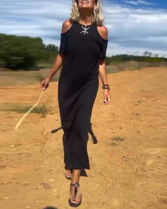 Kjole Fashion Casual Skulderfri Slank