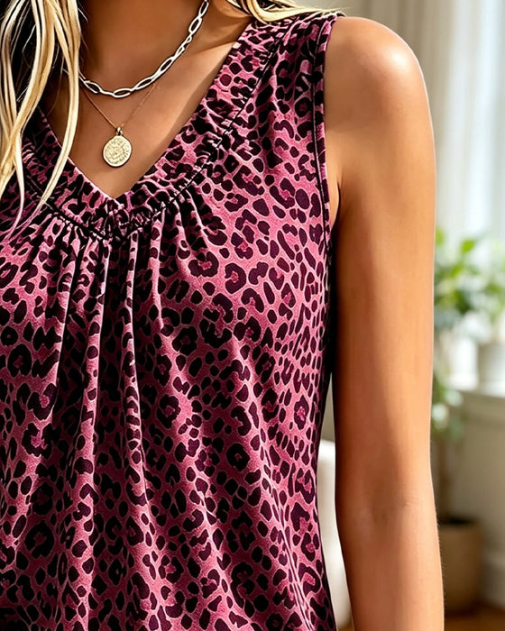 Tank Top V-Hals Leopard Rynket