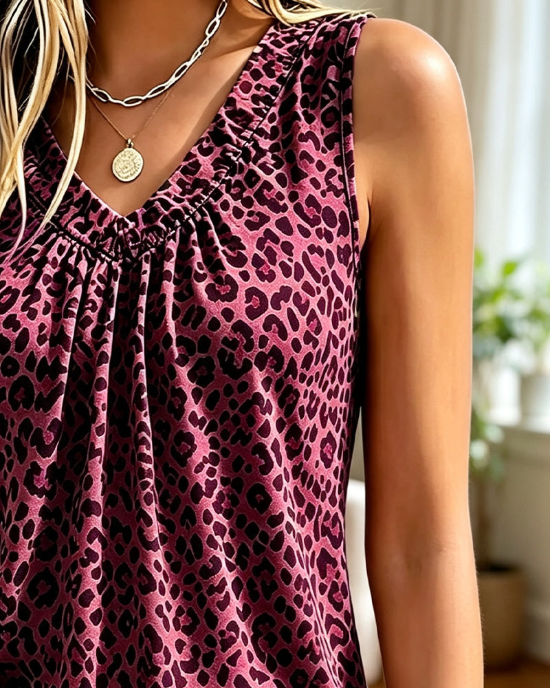 Tank Top V-Hals Leopard Rynket