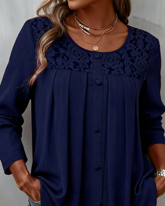 Langærmet Løs Plisseret Top