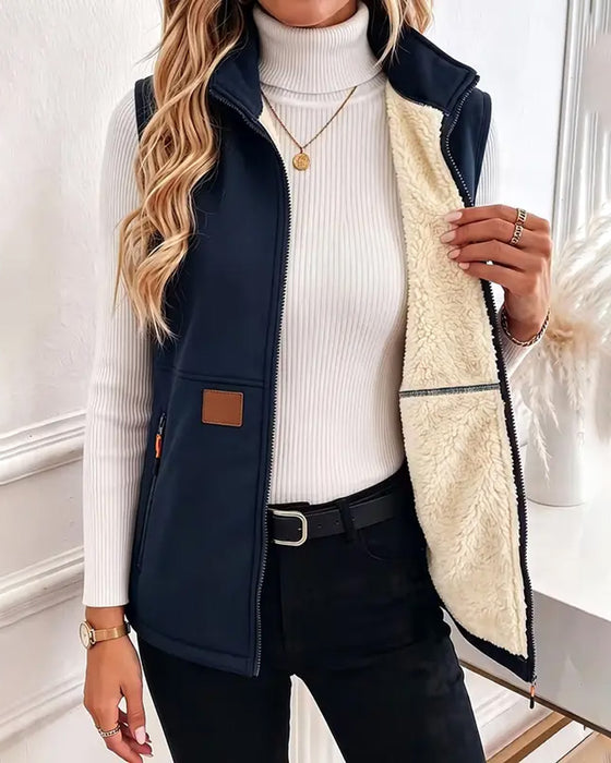 Cardigan Polstret Polar Fleece Åben Foran