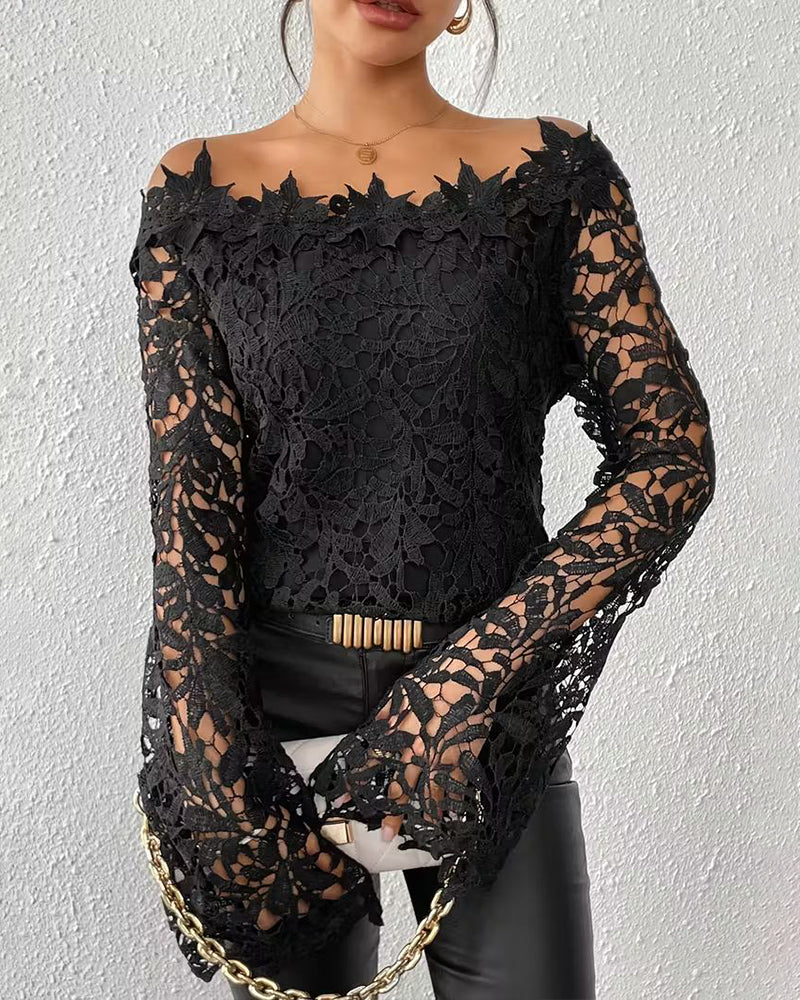 Moderne Skulderfri Hæklet Bluse