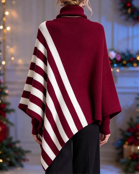 Pullover Uregelmæssig Turtleneck Stribet