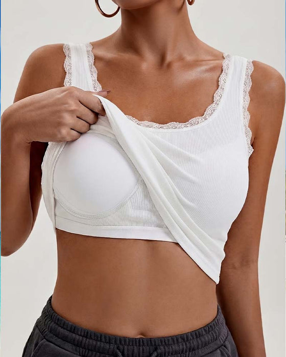 Tank Top Polstret Blonder Kant