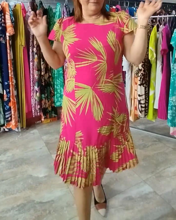 Kortærmet plisseret hverdagskjole