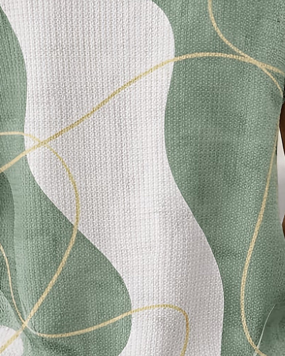Bluse Med Rundhals, Knapper, Kontrastfarvede Linjer
