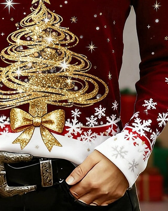 Top V-Hals Julestil Snefnug