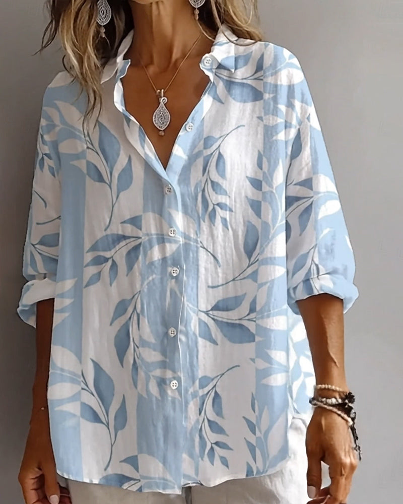 Skjorte Plantebladstryk Opslag