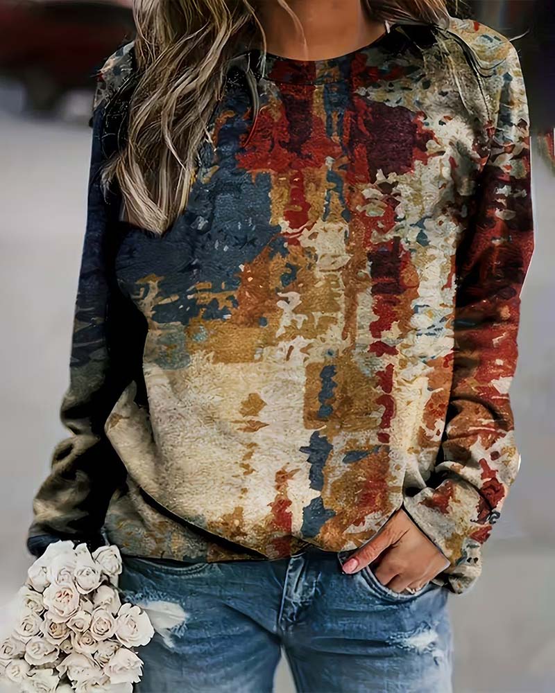 Top Vintage Trykt Afslappet