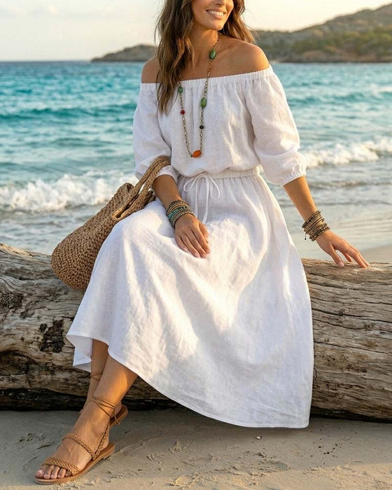Kjole Off-Shoulder Snøring Talje