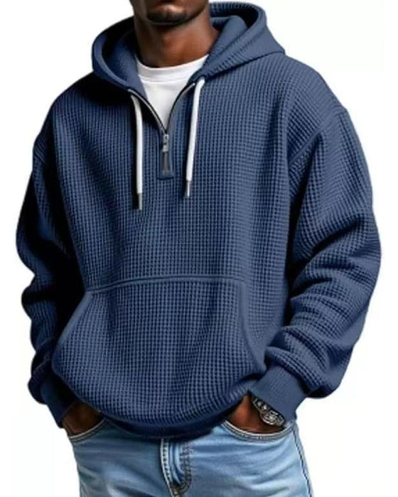 Hoodie Herre Ensfarvet Lynlås Pullover
