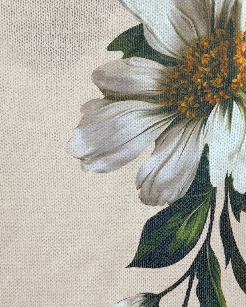 Pullover V-Udskæring Strikket Blomstret