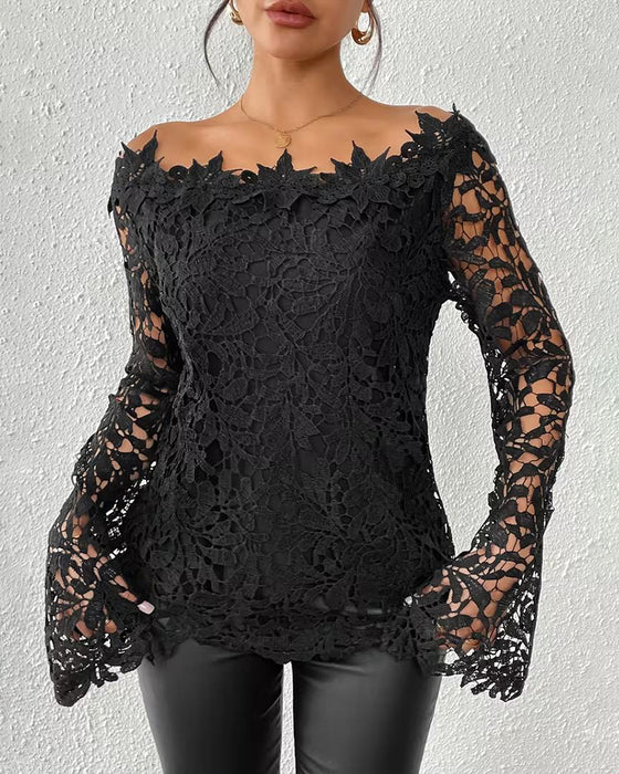 Moderne Skulderfri Hæklet Bluse