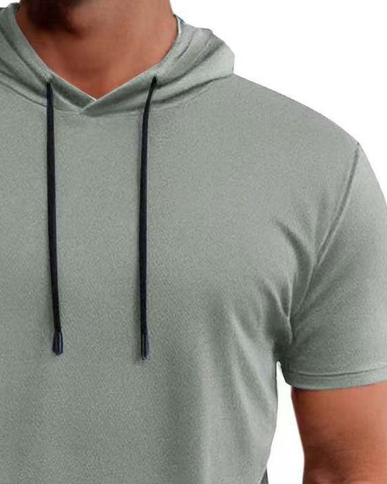 T-Shirt Hætte Hurtig Tør Kort Ærme