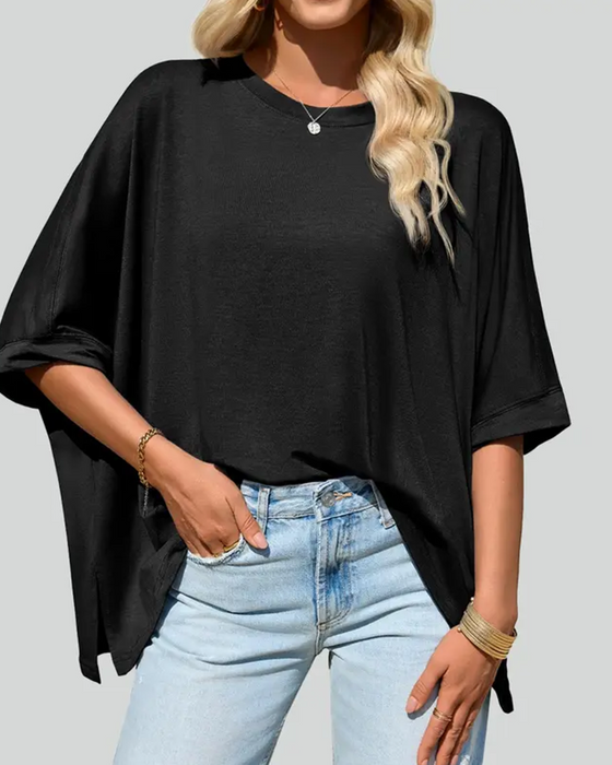 T-Shirt Loose Fit Hverdag Flagermusærme