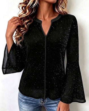 Top V-hals Klokkeærme Slim Fit