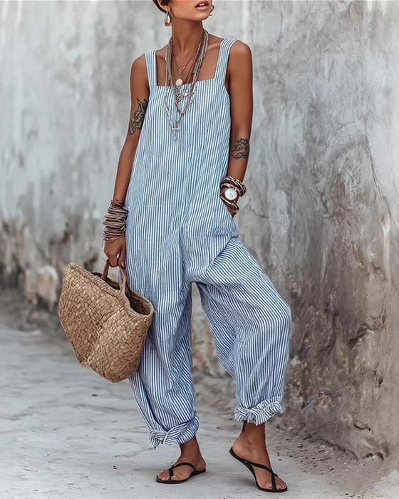 Jumpsuit Bred Strop Stribede Overall