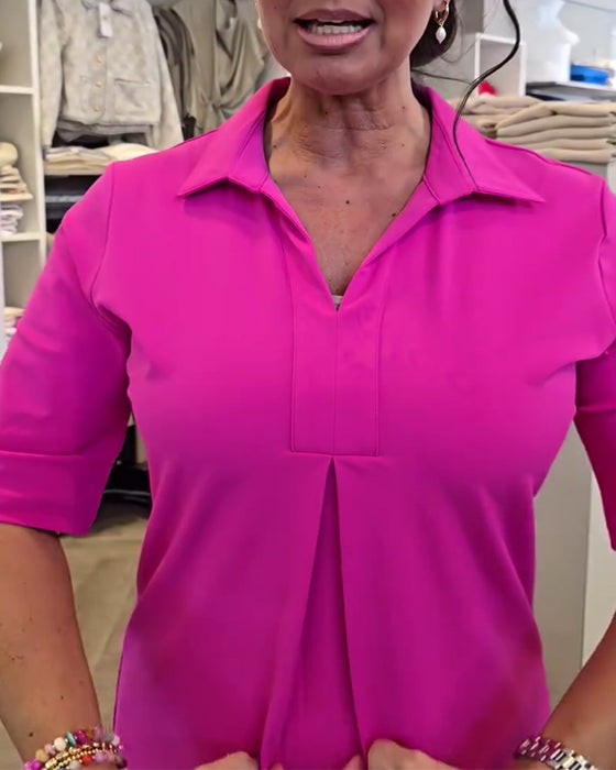 Kjole med Krave Afslappet Ensfarvet