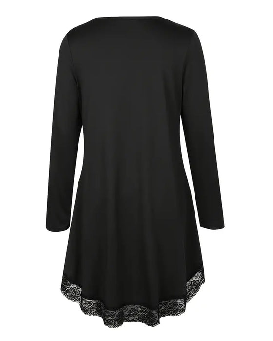 Uregelmæssig Langærmet Top Med Mesh-Patchwork