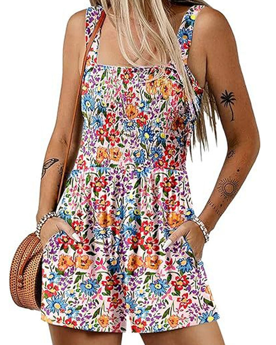Jumpsuit blomstret afslappet stropshorts