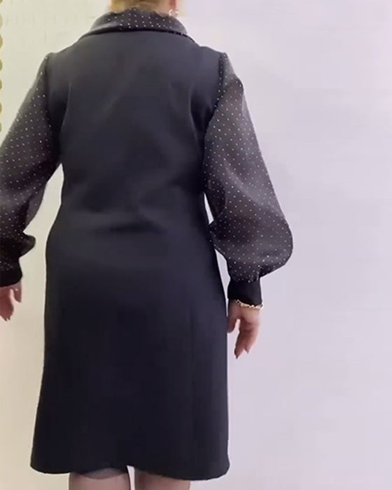 Kjole Lanterne Ærme Mesh Patchwork