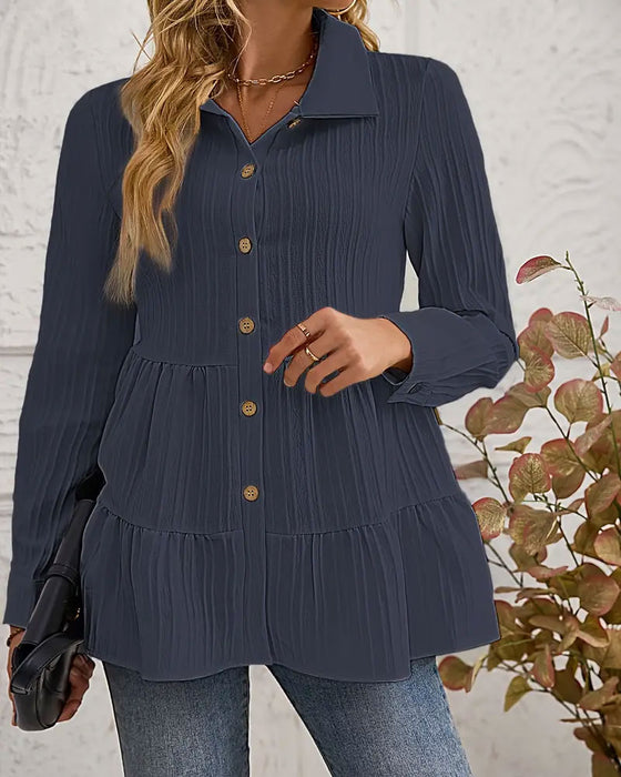 Elegant Skjorte Med Reverskrave Og Taljeret Snit