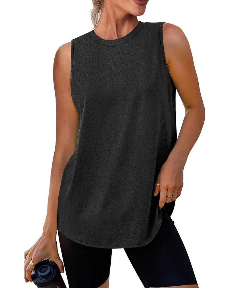 Tank Top Løs Pasform Ensfarvet Ærmeløs