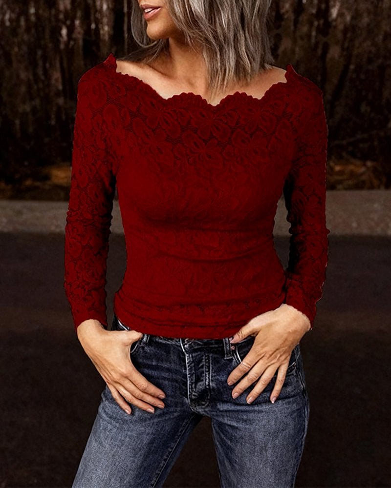 Ensfarvet Langærmet Baselag Topp