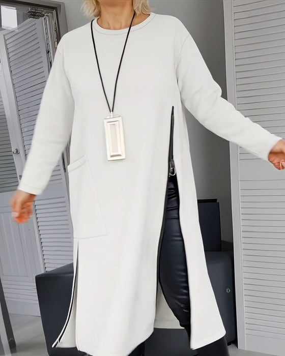 Kjole Stilfuld Stor Lomme Lynlåsdesign