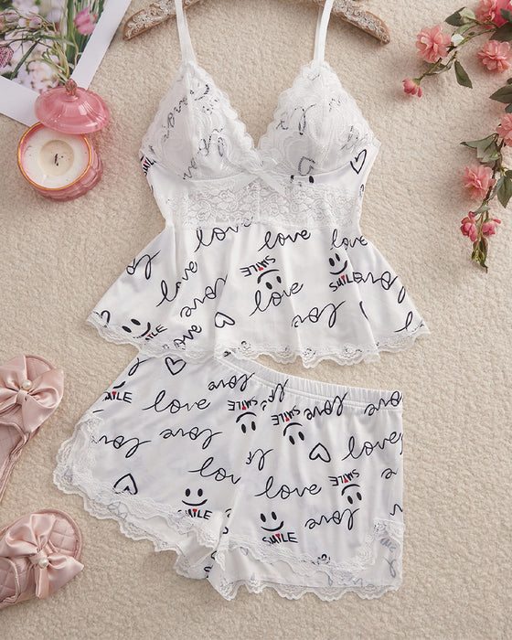 Sæt Blonde Patchwork Sexet Pyjamas