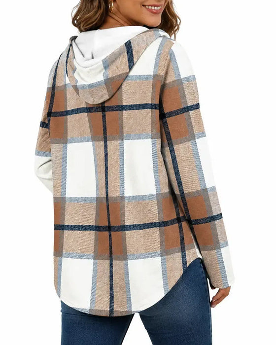 Bluse Rutet Hætte Snor