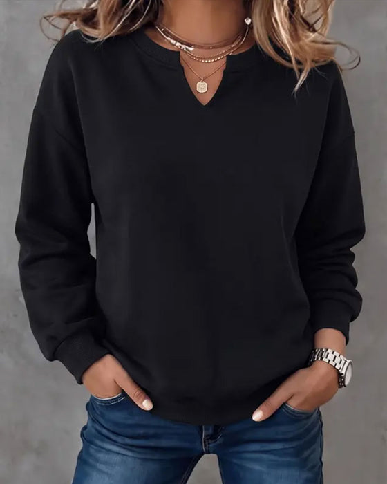 Sweatshirt Lille V-Hals Casual Lang Ærme