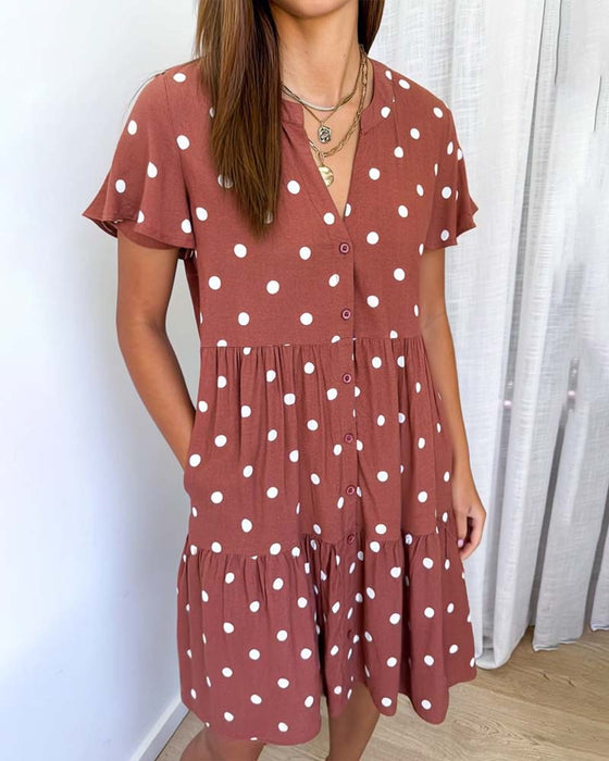 Kjole Prik Kortærme Skjorte