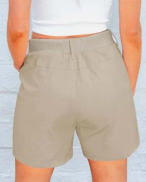 Shorts Med Lommer Knap Ensfarvet