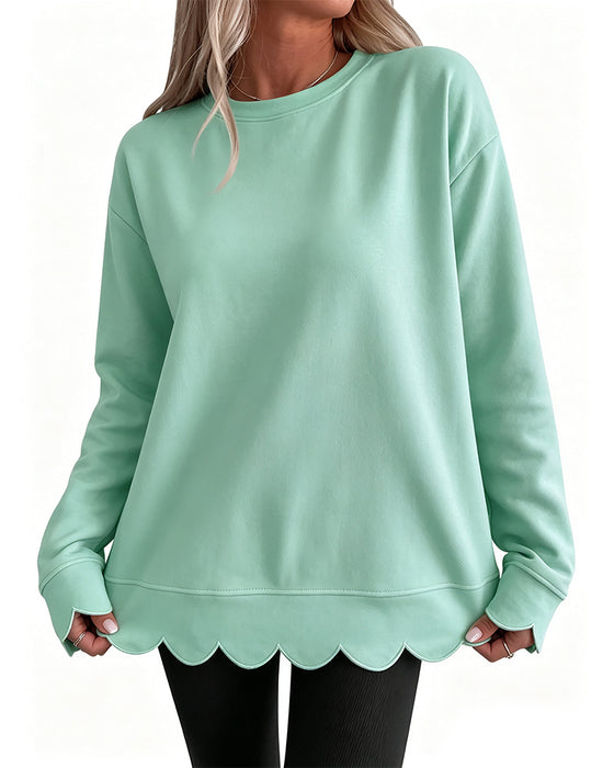 Sweatshirt Scallop Trim Afslappet