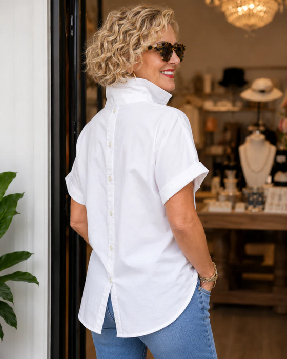 Bluse Lomme Knap V-Hals Afslappet