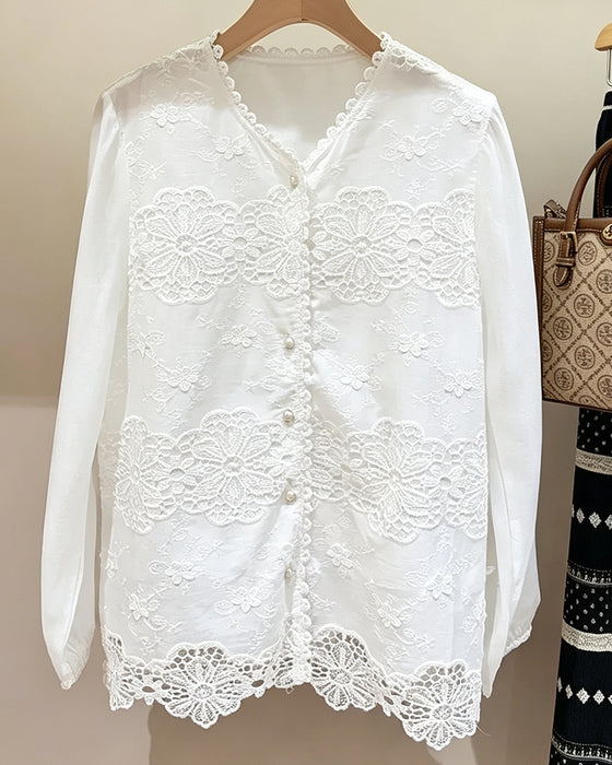 Bluse Udskæring Knipling Trim