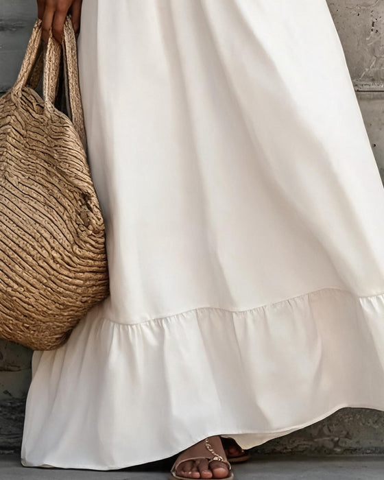 Kjole Mock Neck Knipling Knap Ruffle
