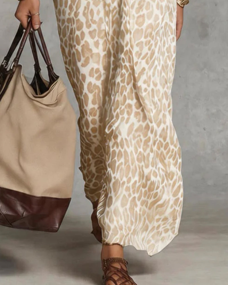 Kjole Trendy Leopard Flagermus Ærme