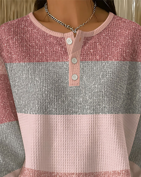 Sweatshirt Knap Rund Hals Farveblok