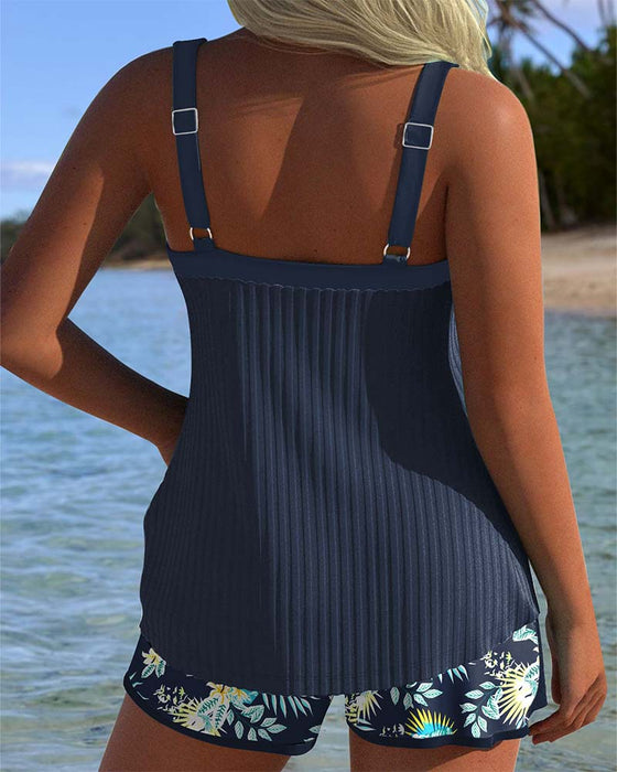 Tankini Stribet Todelt Badeshorts