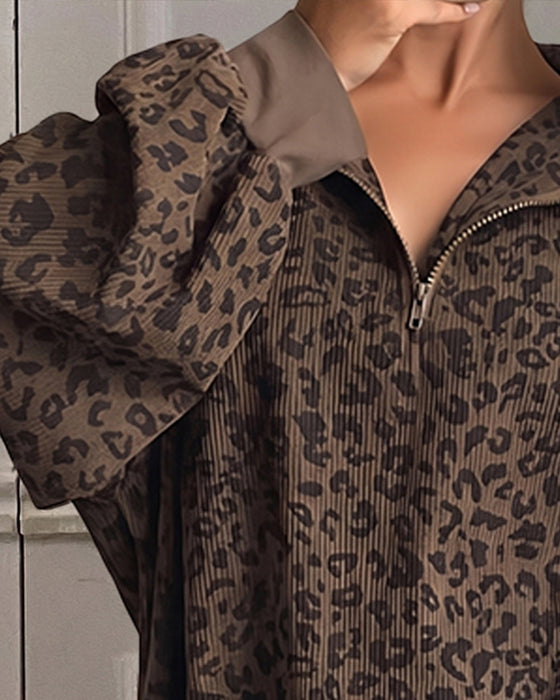 Sweatshirt Leopardmønster Langærmet
