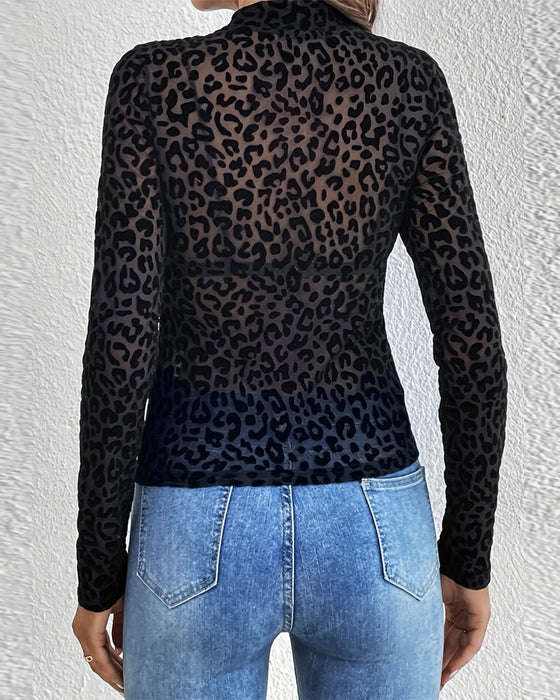 Top Ståkrave Leopardprint Net