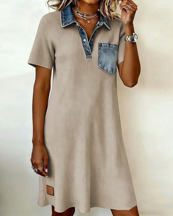 Kjole Denim Patchwork A-Linje