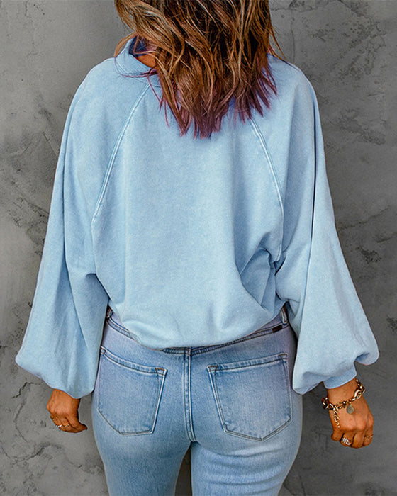 Sweatshirt Slag Knap Ensfarvet