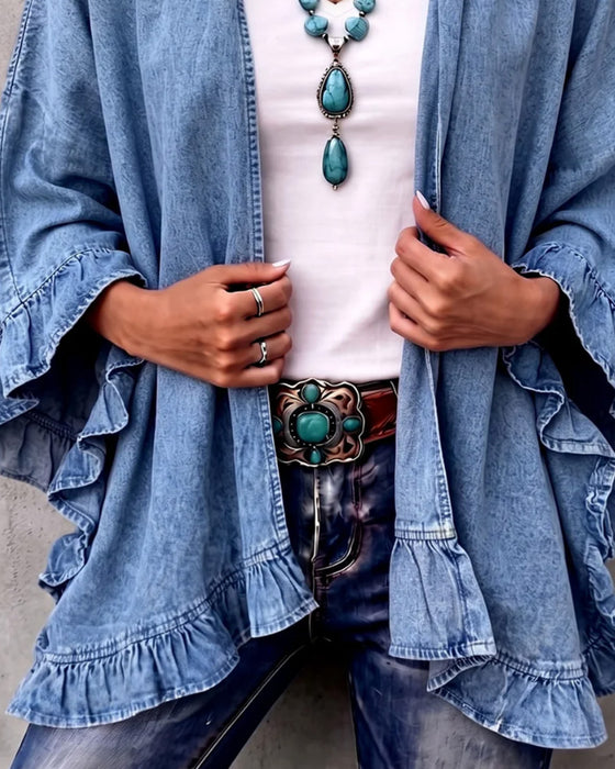 Frakke Denim Ruffle Løs
