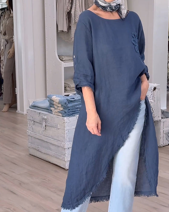 Skjorte Råkanter Slids Asymmetrisk