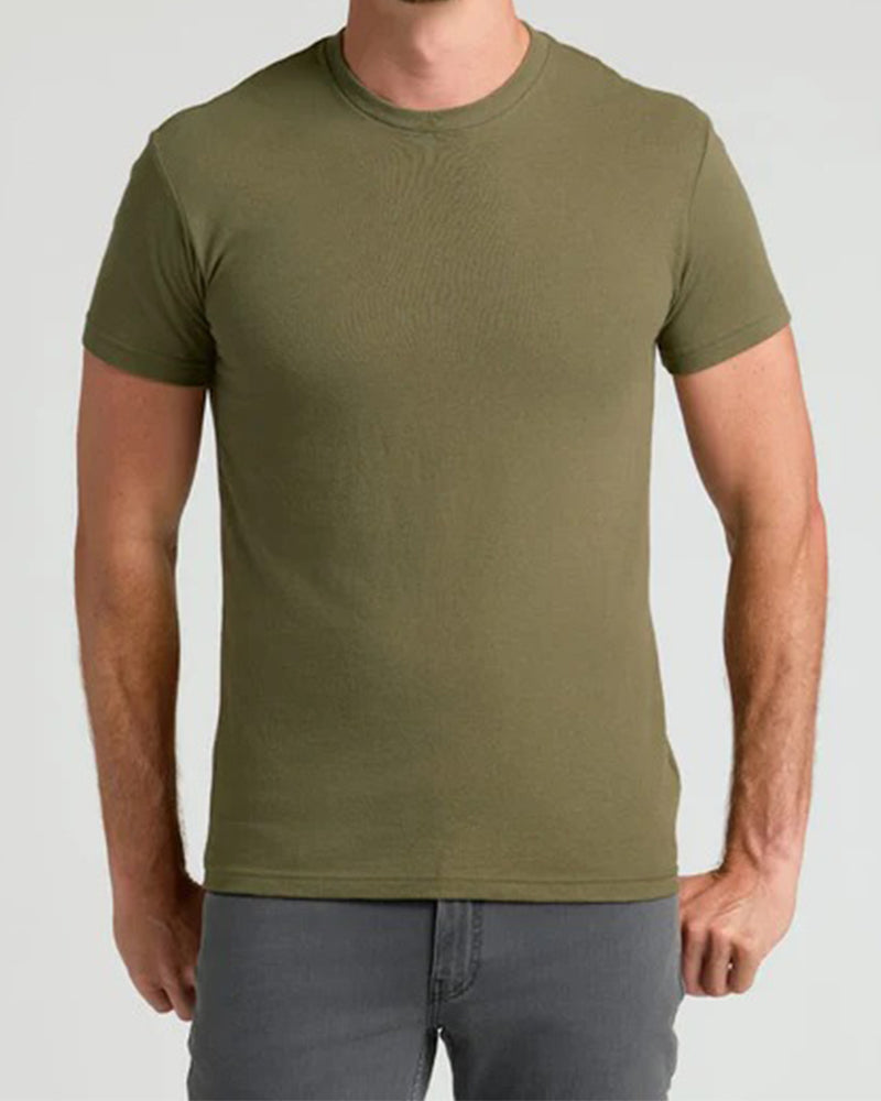 Top Herre Ensfarvet Kort Ærme